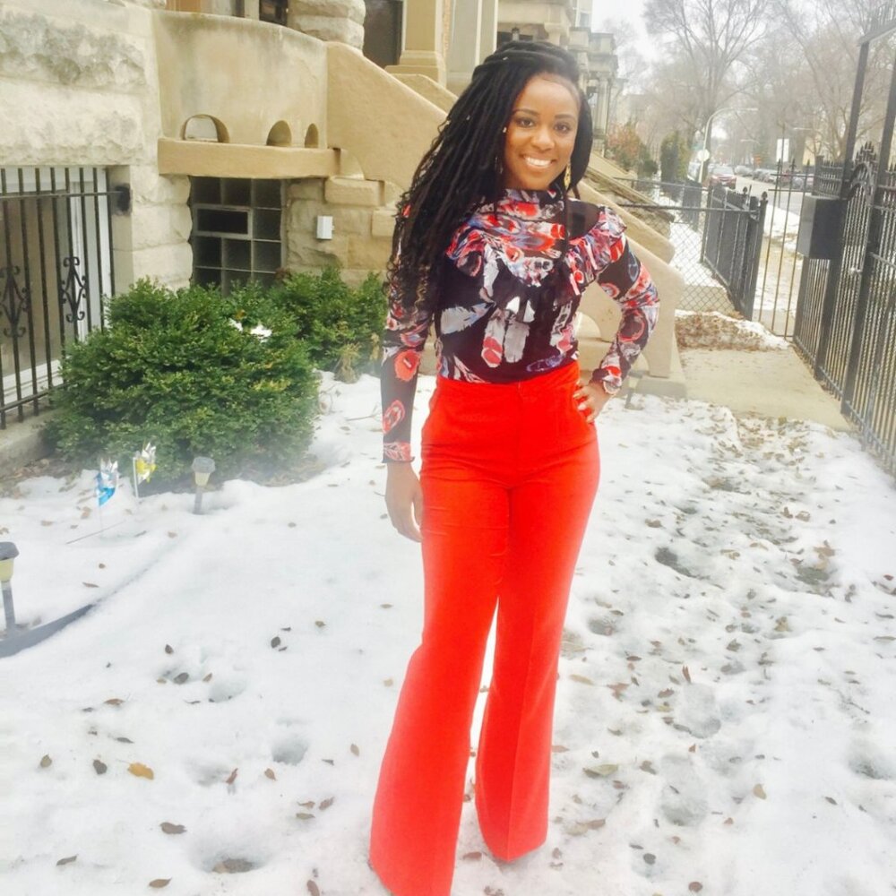 Bright Red High-Waisted Wide Leg Slacks – Small